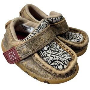 Twisted X Driving Mocs Shoes Infant 2M Brown Leather Boho Casual Western
